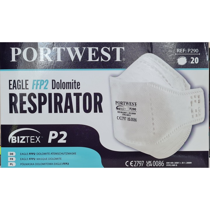 Set 20 masti de protectie respiratorie FFP2 fara supapa P290 ambalare individuala