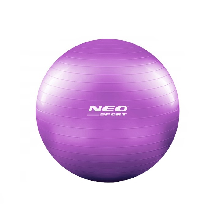 Надуваема топка за упражнения, диаметър 65 см, крачна помпа, лилава