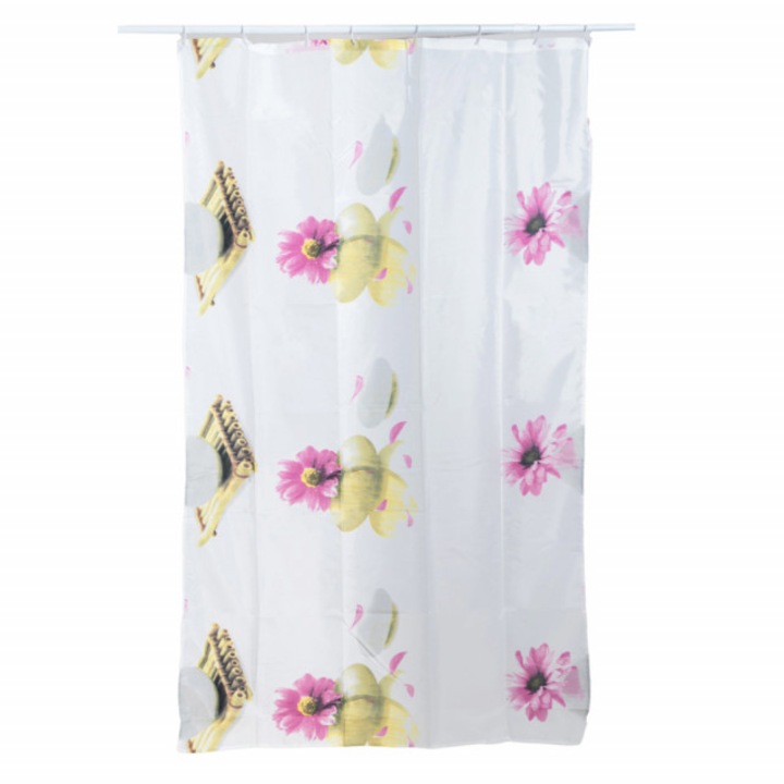 Завеса за душ Puff Pink Blossom, 180 x 180 см, бяла
