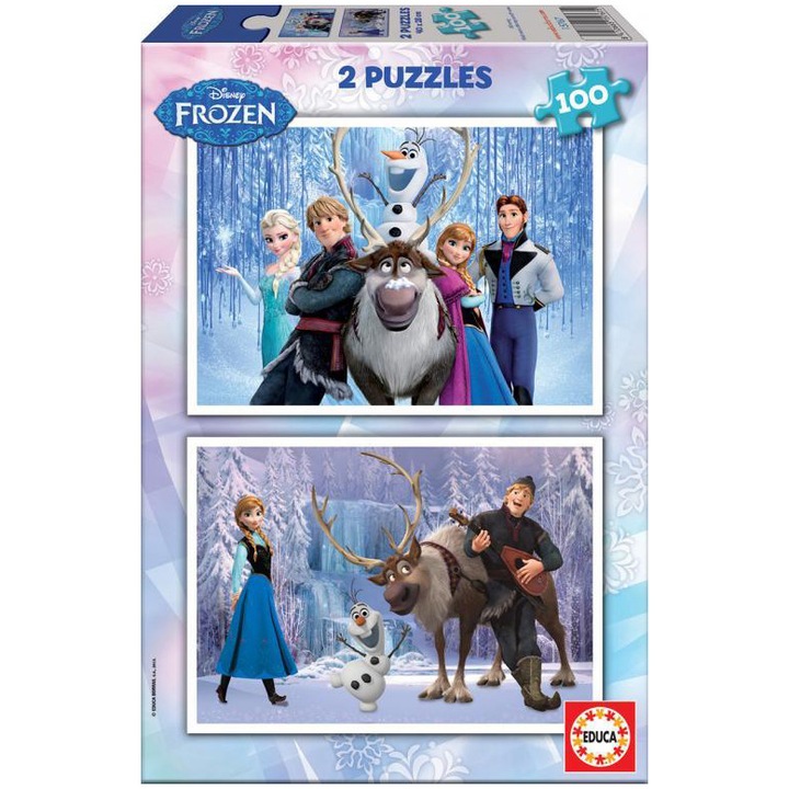 Puzzle 2 in 1 Educa - Disney Frozen, 2 x 100 piese