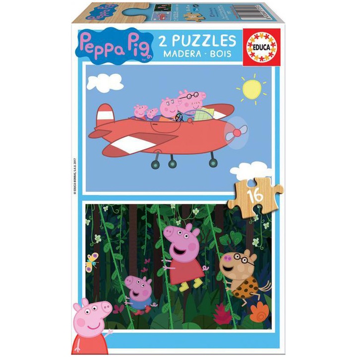 Пъзел 2 in 1 Educa - Peppa Pig, 16 части