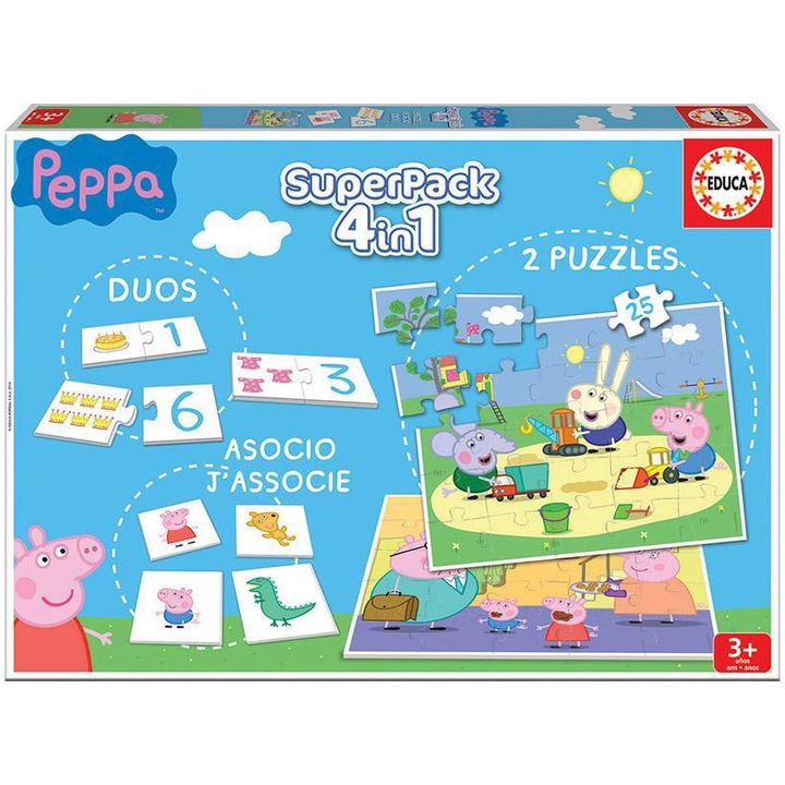 Puzzle 4 in 1 Educa - Superpack Peppa Pig