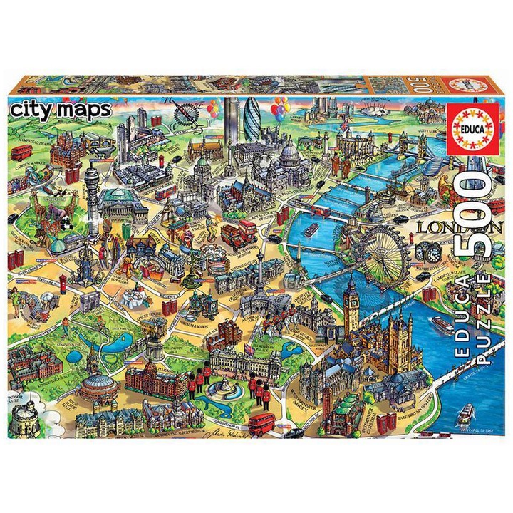 Puzzle Educa - City Maps, Harta Londrei, 500 piese