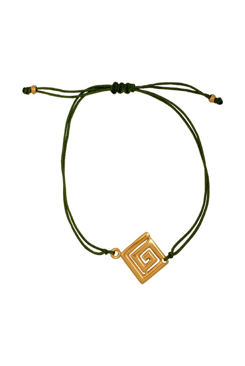 Bratara snur textil cu spirala vietii stilizata, cultura Calima, placata cu aur de 24K