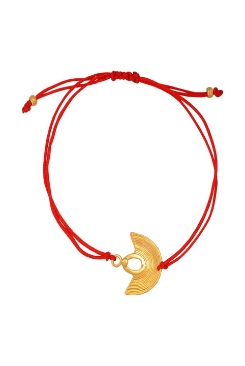 Bratara snur textil cu semiluna filigranata, cultura Sinu, placata cu aur de 24 K