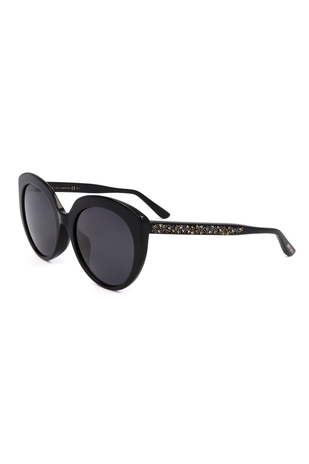 Jimmy Choo, Ochelari de soare cateye rotunjiti Etty, Negru, 5720145