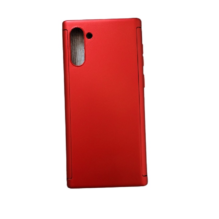 Комплект предпазни калъфи, състоящ се от 3 части отпред и отзад и силиконово фолио, съвместимо с Samsung Galaxy Note 10 Red