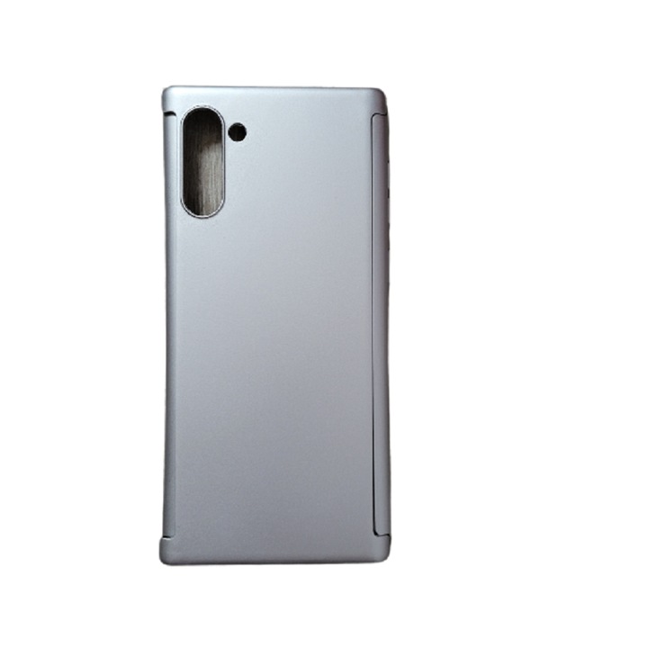 Комплект предпазни калъфи от 3 части отпред и отзад и силиконово фолио, съвместими с Samsung Galaxy Note 10 Silver