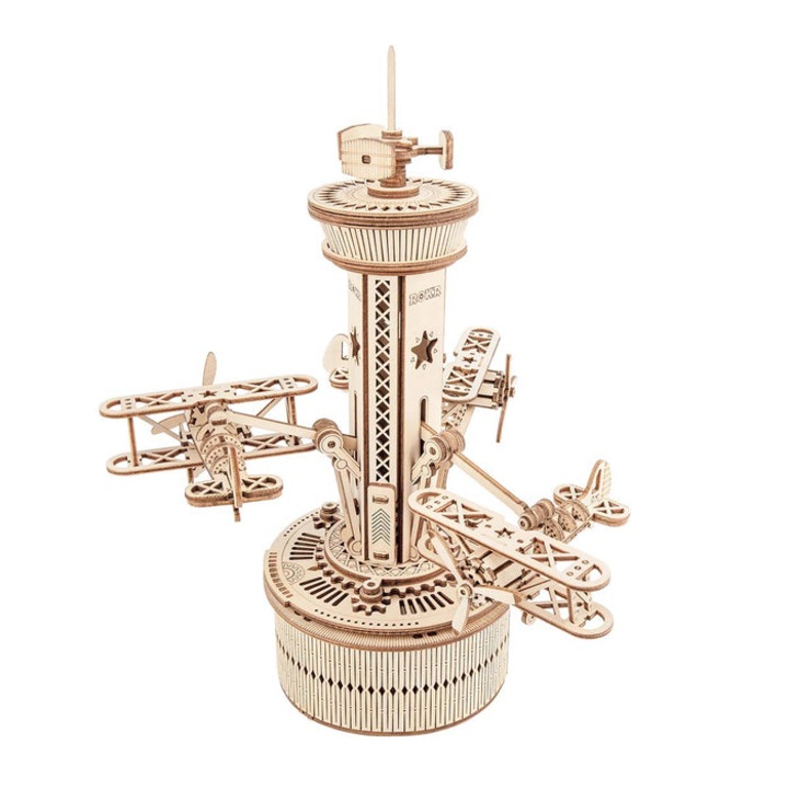 3D пъзел ROKR, Air Control Tower, механичен, дърво, 255 части