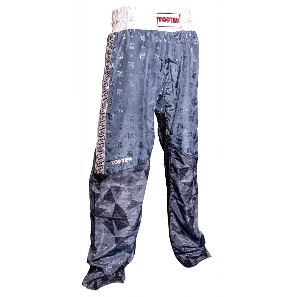 TOP TEN Kickboxhose Stripes Gr. L - Schwarz/Blau, MP-Polyester