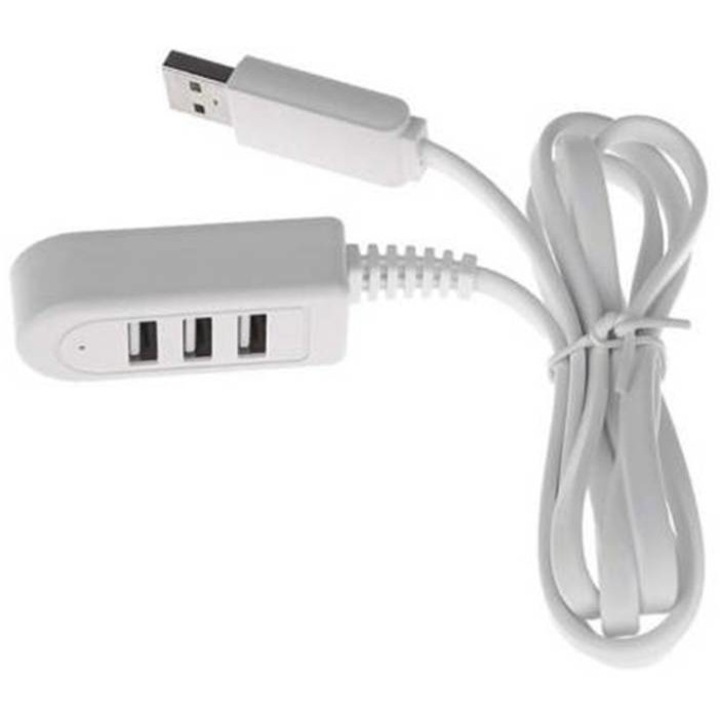 Hub, USB, 1.2 m, 2,4 A, Alb