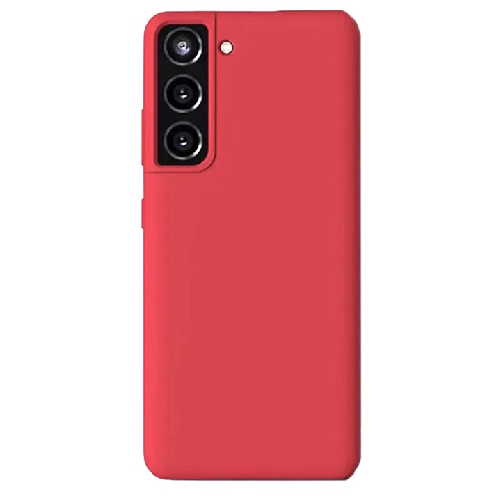 Защитен калъф, съвместим със Samsung Galaxy S22, вътрешност от силикон TPU и микрофибър, ултра безопасна камера, ултра тънък, червен