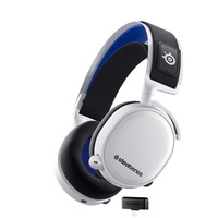 Casti gaming wireless SteelSeries Arctis 7P+ pentru PC, PS4|5, Switch si Android, drivere 40mm, autonomie baterie 30 ore, dongle 2.4GHz, microfon retractabil Arctis ClearCast, Bidirectional Noise Canceling, alb