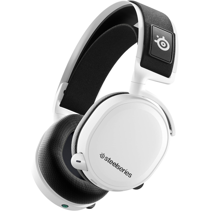 Arctis 7+ gaming headset, fülre helyezhető, vezeték nélküli, mikrofonos, fehér