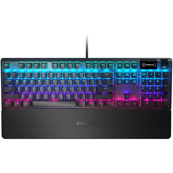 SteelSeries Apex 5 Hibrid mechanikus billentyűzet, RGB, Nemzetközi angol kiosztás, Fekete