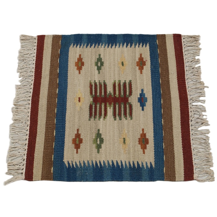 Covor, Bumbac/Lana, 40x40 cm, Maro