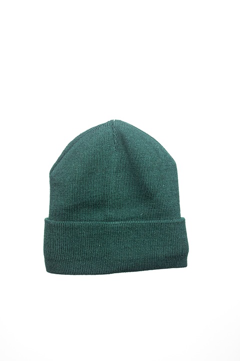 Caciula beanie tricotata, acril, in doua straturi, 65g-70g, marime universala, verde