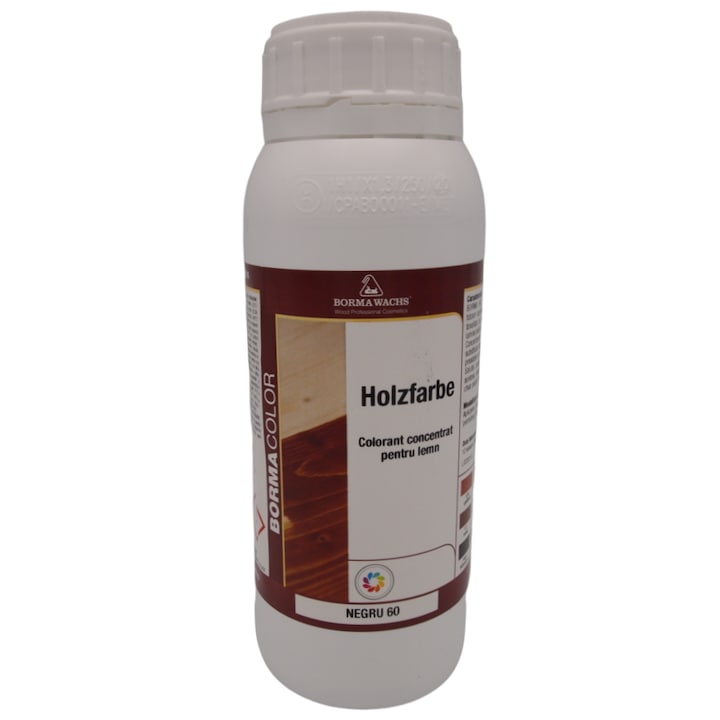 Pigment concentrat pentru lemn, Borma Wachs, Holzfarbe, culoare Negru, 500 ml