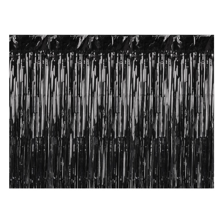 Perdea decorativa, negru, 90x250 cm