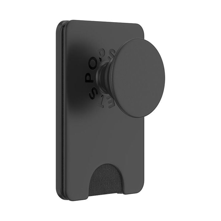 Suport universal PopSockets pentru telefon și tabletă, tip portofel pentru carduri, negru