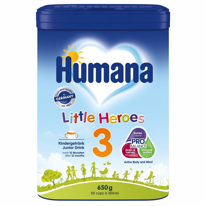 Lapte praf pentru copii de varsta mica Humana 3 Junior Probalance, 650g, de la 12 luni