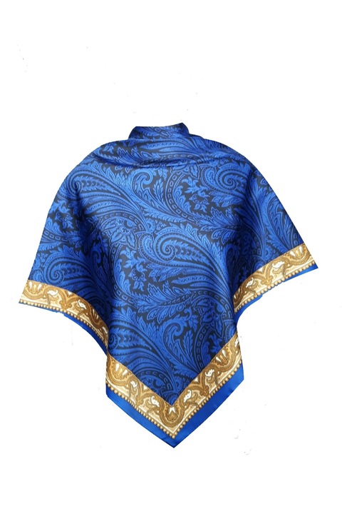 Дамски шал, абстрактен принт, син, 90х90