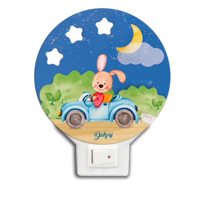 Детска нощна лампа за контакт Dekori 71001, LED, Заек