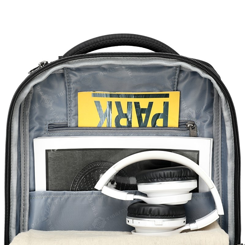 Rucsac laptop 15.6", impermeabil, cu buzunar antifurt si port USB, Tigernu, 45x31x19 cm, Negru
