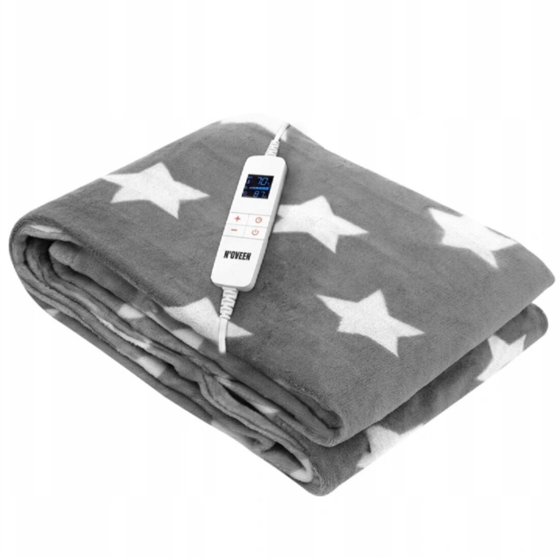 Patura cu incalzire electrica, Noveen, EB651, 180 x 130 cm, 10 trepte de incalzire, consum energie maxim 160 W, protectie la supraincalzire, Star Gri