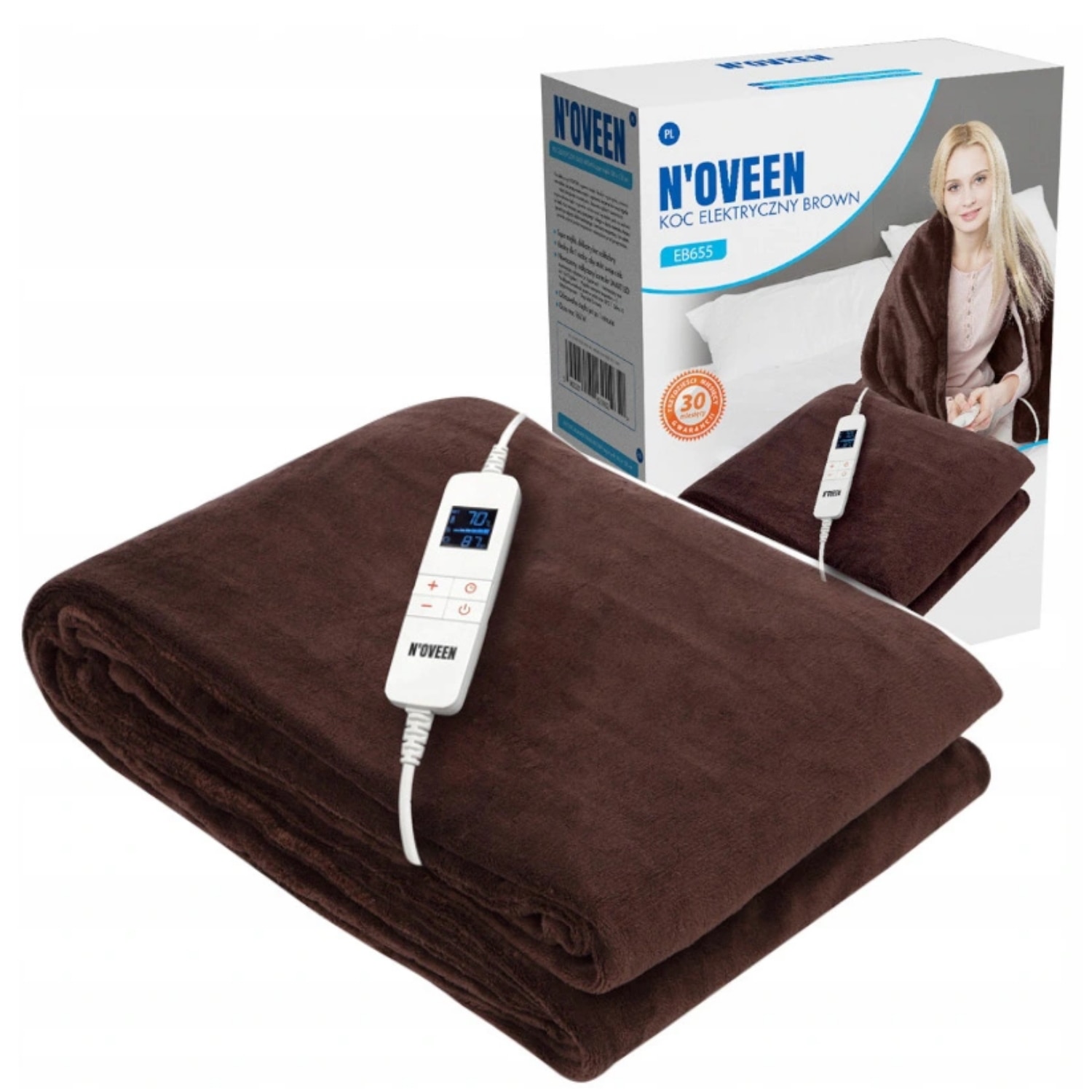 Електрическо одеяло Noveen, 180 x 130 см, 10 нива на нагряване, 160 W ...