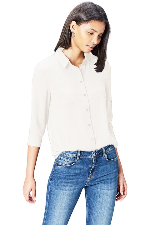 Női ing Find 7237250-AZ14125, Laza fazon, Hosszú ujjú, Zsebekkel, Fehér, 36/S