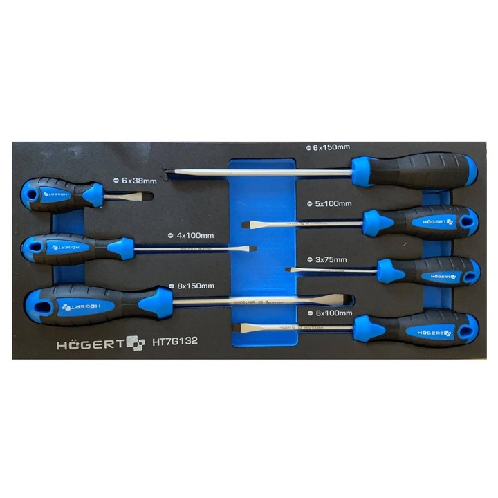 7 egyenes csavarhúzó készlet, Hoegert