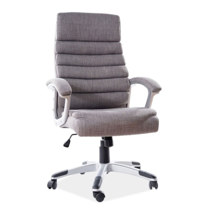 Scaun directorial SL Q087, stofa, mecanism tilt, suport lombar, 66x50x125 cm, gri