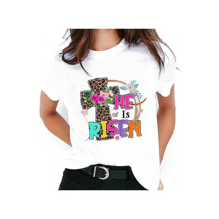 Húsvéti Gyerek póló, He is risen, színes, normál szabású, pamut
