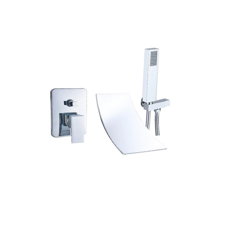 Baterie de cada incastrata, cascada si dus de mana, crom lucios, AquaSpa