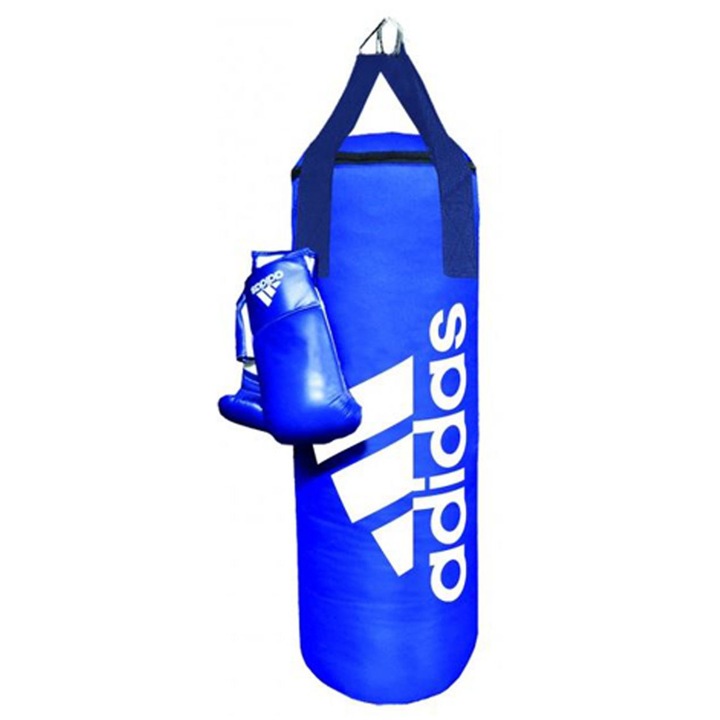 Set sac box si manusi Adidas, Albastru, 50x28 cm