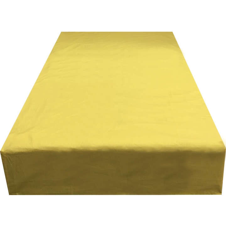 Cearceaf galben 250x240cm, pat dublu, pentru saltea de 200cm, "Monocrom" din bumbac ranforce, by Liz Line - CR25010