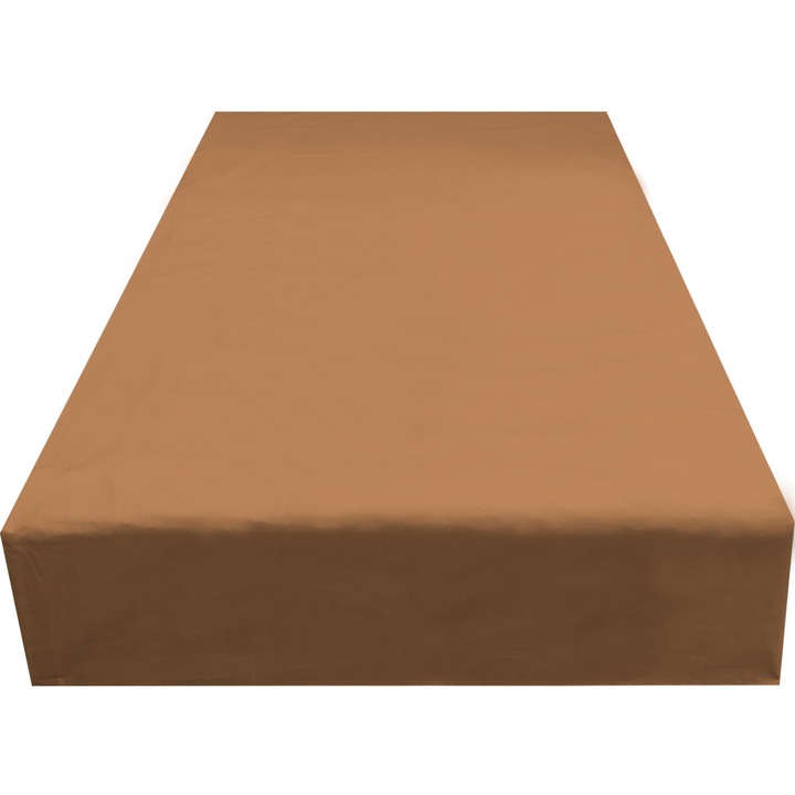 Cearceaf cafeniu 210x240cm, pat dublu, pentru saltea de 160cm, "Monocrom" din bumbac ranforce, by Liz Line - CR2104