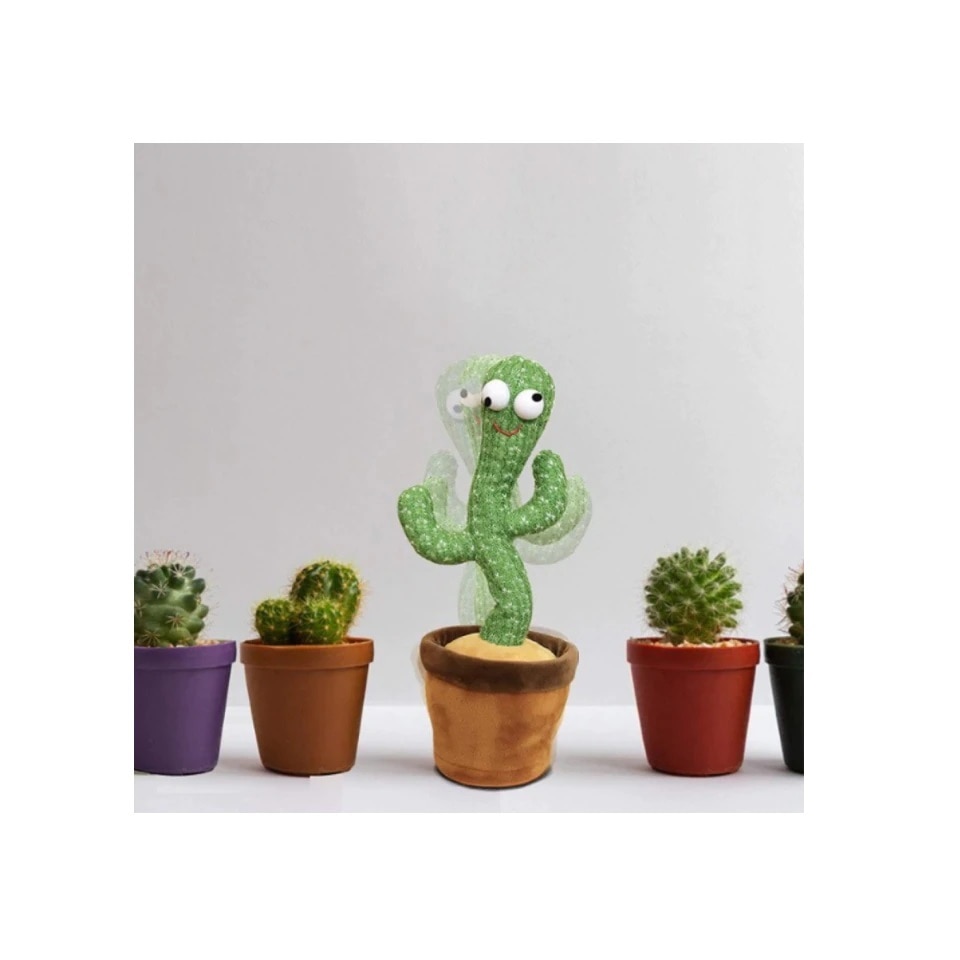 Jucarie Cactus Dansator, Canta, Danseaza, Imita, Distractiv, Verde, 37cm