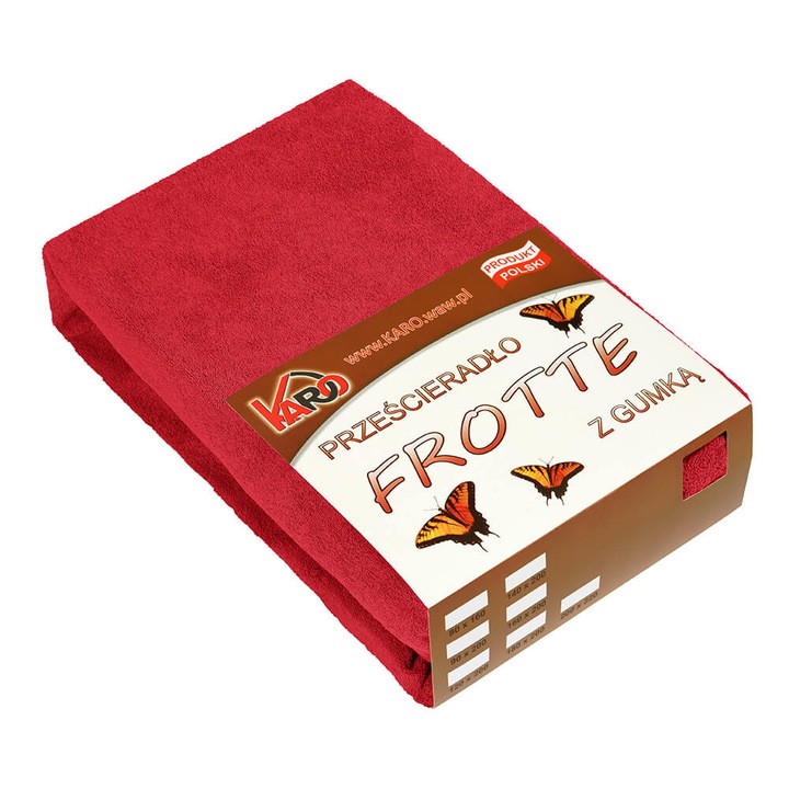 Cearceaf, Karo, Frotir, 120 x 200, Rosu