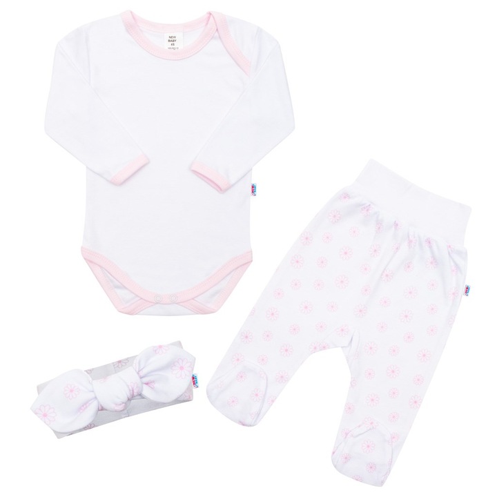 Set 3 piese, New Baby, copii, Bumbac, Alb