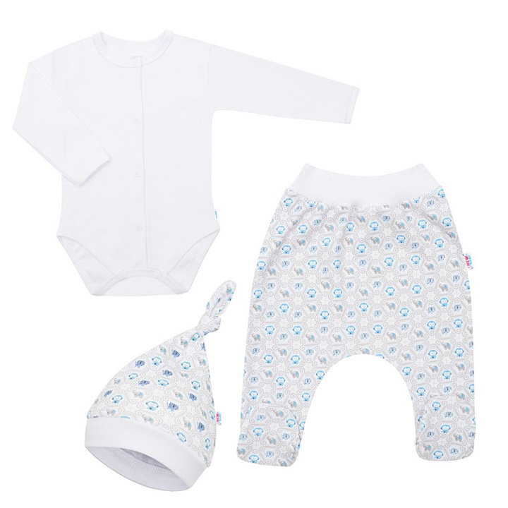 Set 3 piese, New Baby, Pentru copii, Bumbac, Albastru, 68 cm