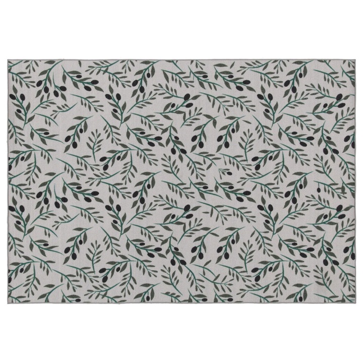 Covor bucatarie, Sintetic, 200x140 cm, Bej/Verde