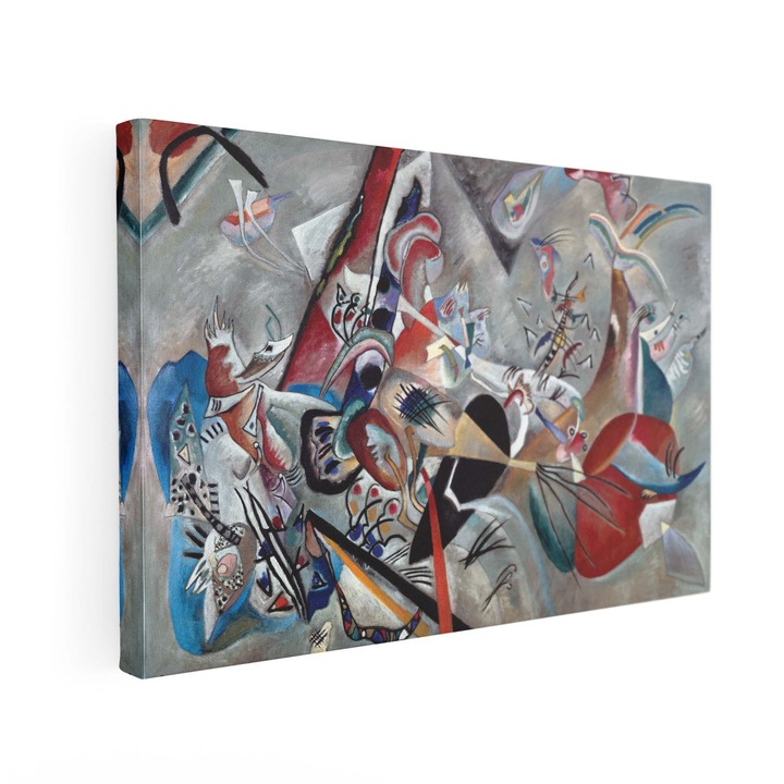 Tablou canvas, Intaglio, multicolor, Abstract, In the Grey de Wassily Kandinsky, print pe panza Premium, pentru living 50 cm 70 cm