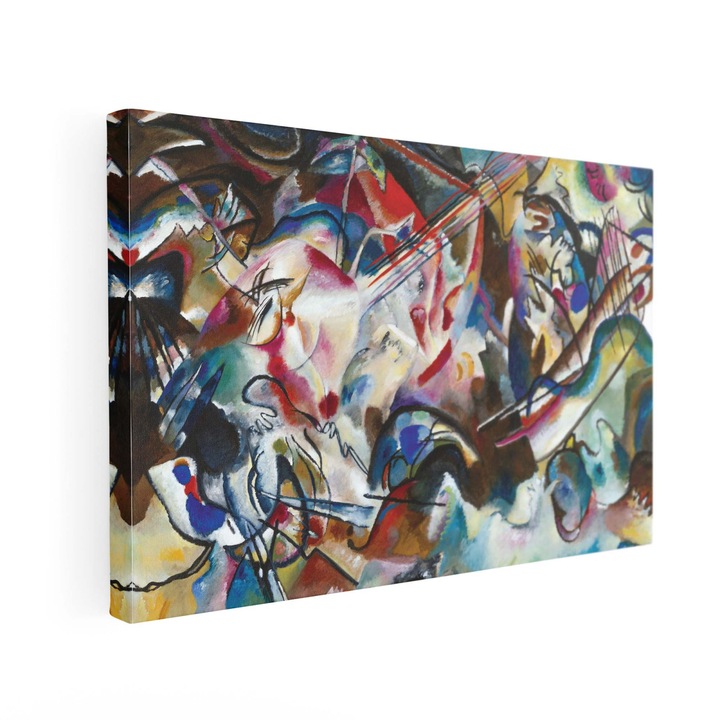 Tablou canvas, Intaglio, multicolor, Abstract, Compisition VI de Wassily Kandinsky, print pe panza Premium, pentru birou modern 70 cm 90 cm