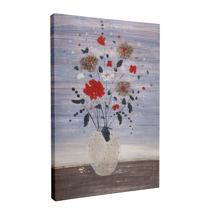 Tablou canvas, Intaglio, color, Clasic, Vaza cu Flori de primavara, print pe panza Premium, pentru living, hol 100 cm 140 cm