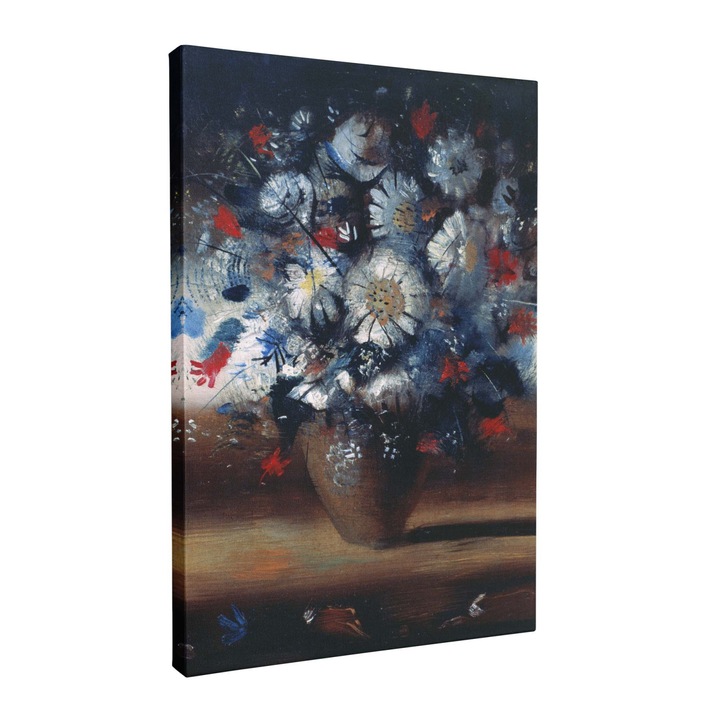 Tablou canvas, Intaglio, color, Clasic, Vaza cu Flori, print pe panza Premium, pentru bucatarie, living, hol, 100 cm 140 cm