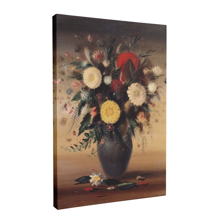 Tablou canvas, Intaglio, color, Clasic, Vaza cu flori, print pe panza Premium, pentru bucatarie 100 cm 140 cm