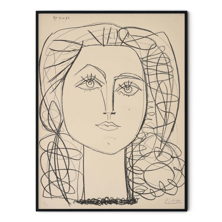 Tablou Poster, Intaglio, Modern, alb negru, Françoise de Pablo Picasso, fara rama, print pe hartie foto Fine Art 91 cm 61 cm