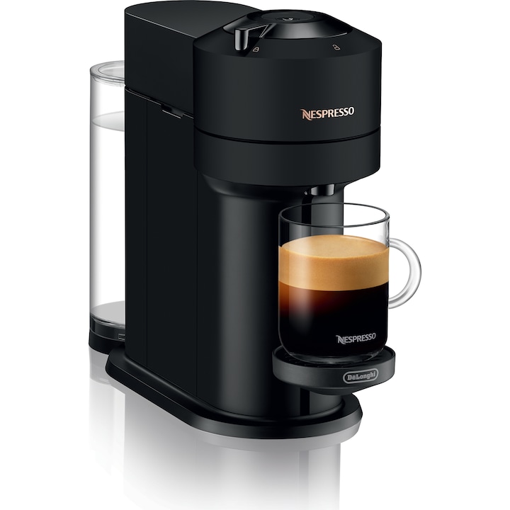 Кафемашина с капсули Nespresso by DeLonghi ENV120.BM Vertuo Next , 1500W, Центробежно извличане, Връзка със смартфон, 1.1 л, Черен мат + 12 капсули подарък